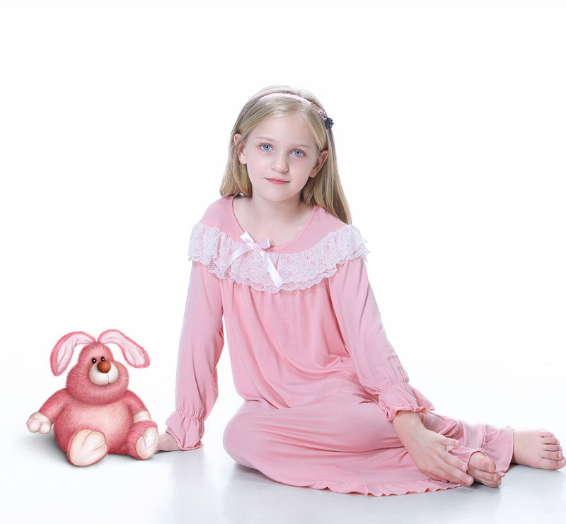 Девочки в Европе и США могут носить модальные трикотажные хлопковые длинные пижамы принцессы в春, лето, осень и зиму, домашняя одежда, которую можно носить на улице