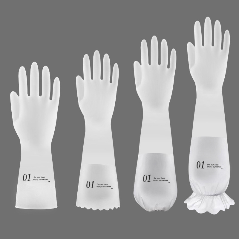 Household Gloves White-transmitting Laundry Waterproof Plastic Rubber Household Cleaning Non-slip Thickening Durable Kitchen Dishwashing