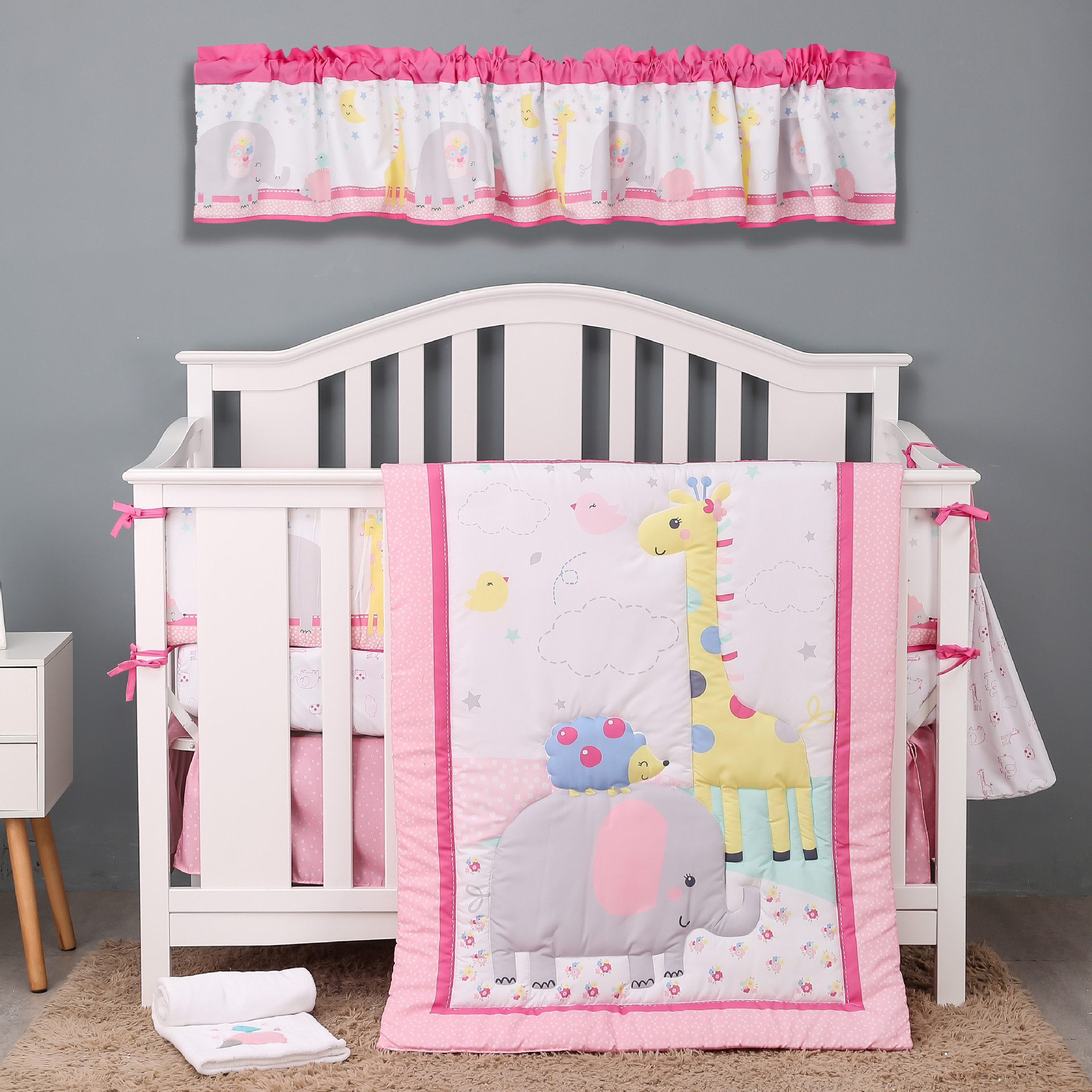 Фабричный магазин комплект для новорожденных детское одеяло покрывало юбка для кровати сумка для подгузников плед занавеска 7 предметов