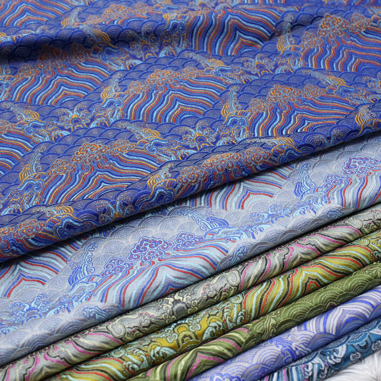 Cheongsam Tang Suit Baby Clothes Children's Clothing Silk Fabric Decorative Cushion Pillow Jacquard Brocade Antique Fabric Seawater Pattern