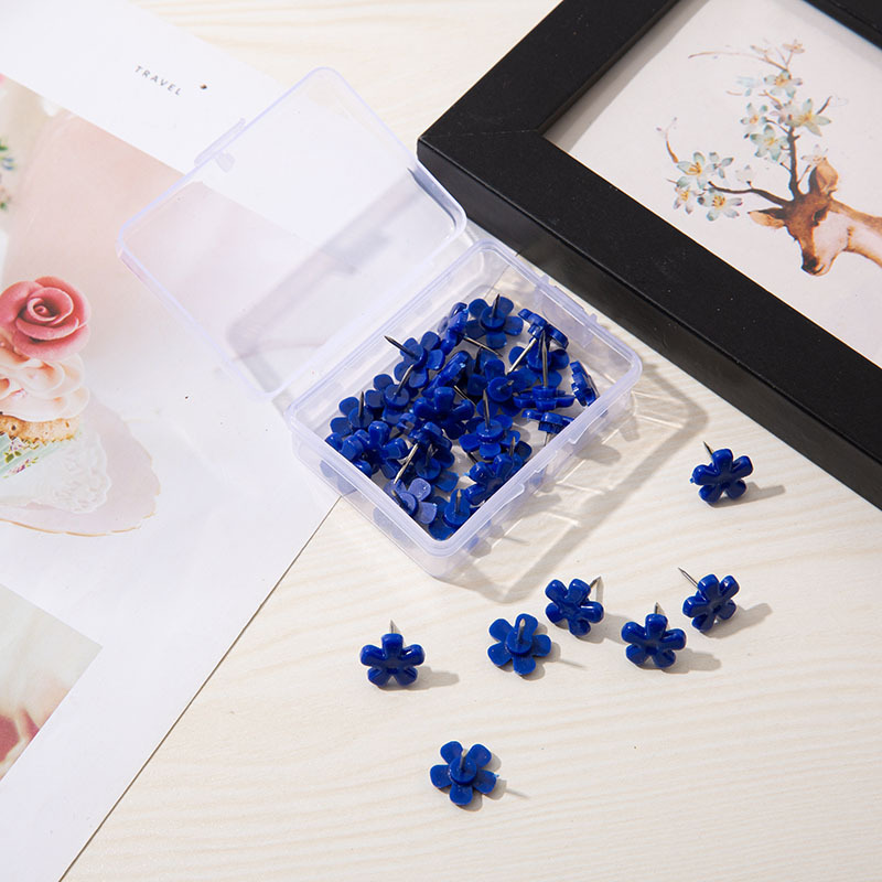 Yiwu Amazon Specializes in Colorfulful Blue Plum Blossom Special-Shaped I-Shaped Nails Plastic Thumbtacks and Push Nails in Bulk