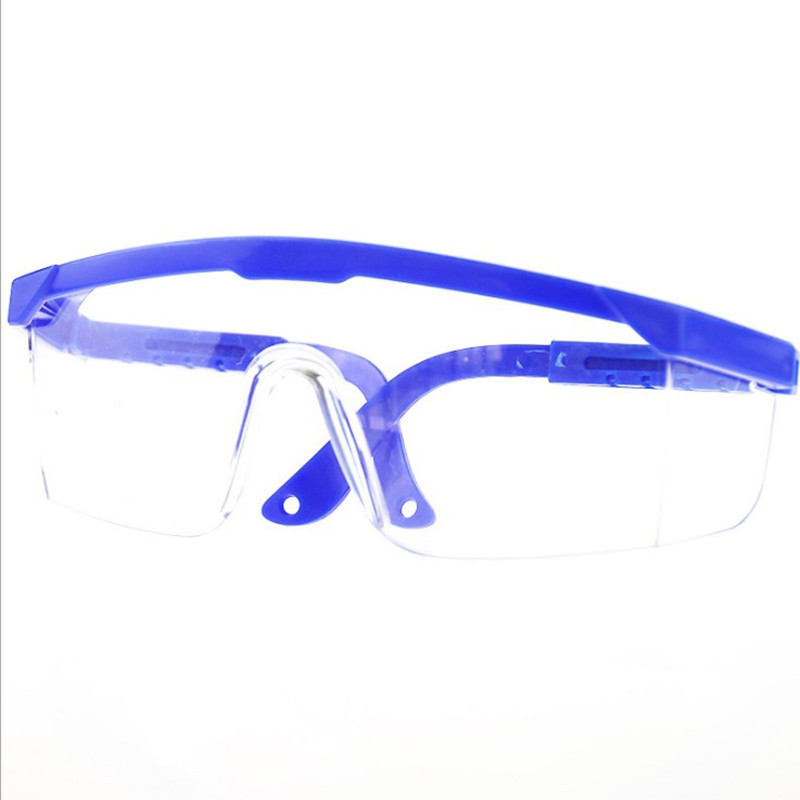 Factory wholesale protective telescopic goggles blue and black frame plastic glasses protective dustproof anti-splash protective glasses