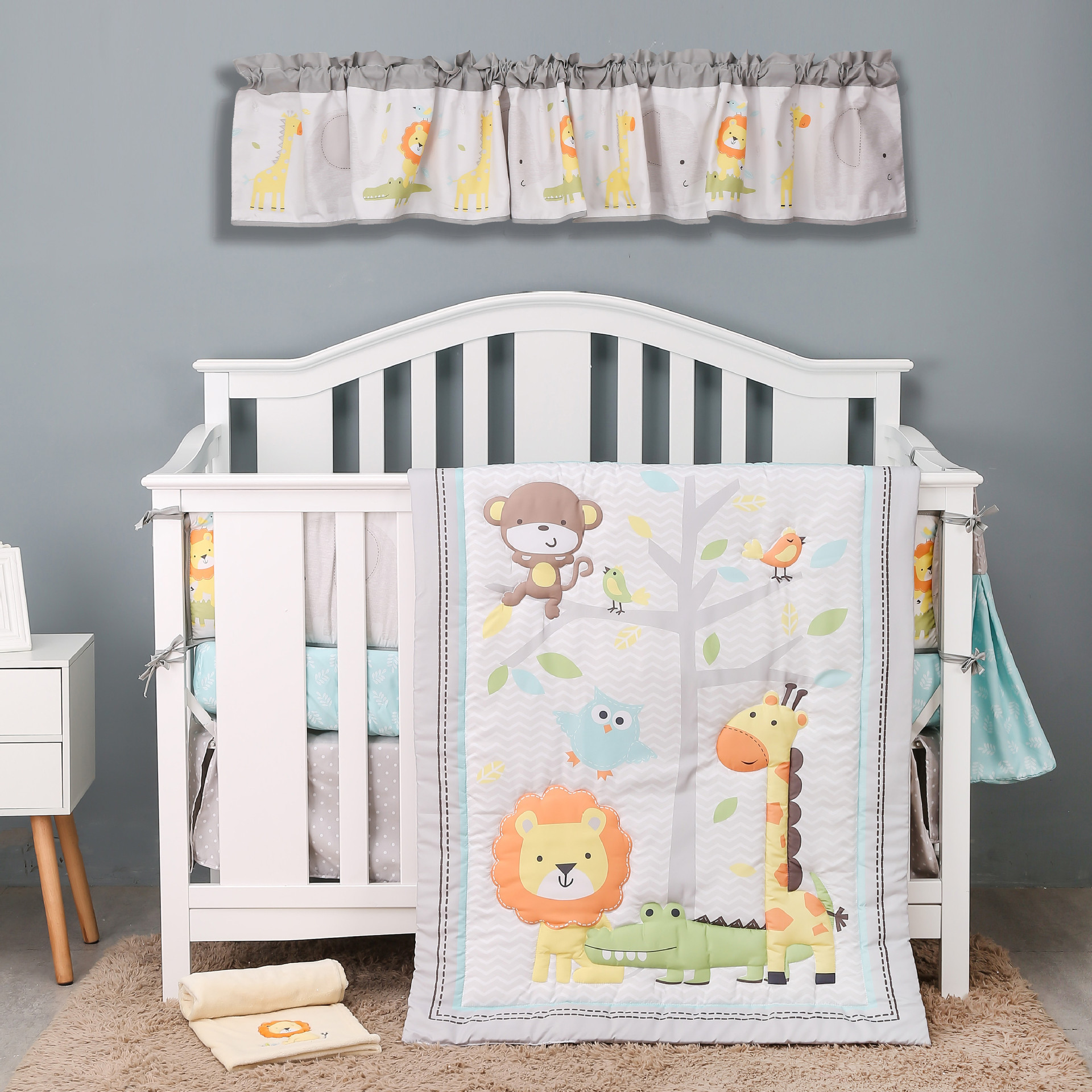 Фабричный комплект для новорожденных постельное белье детское покрывало юбка для кровати сумка для подгузников плед набор постельного белья