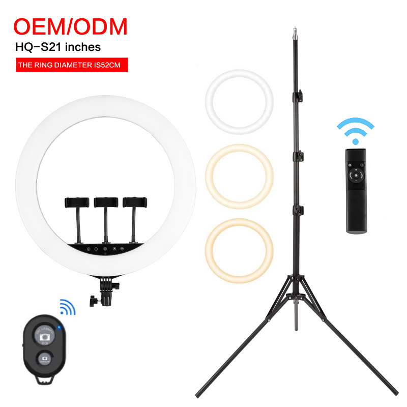 HQ-21 дюйм заполнение света, 52 см, мобильный телефон, селфи держатель, кольцевое освещение для фотографии