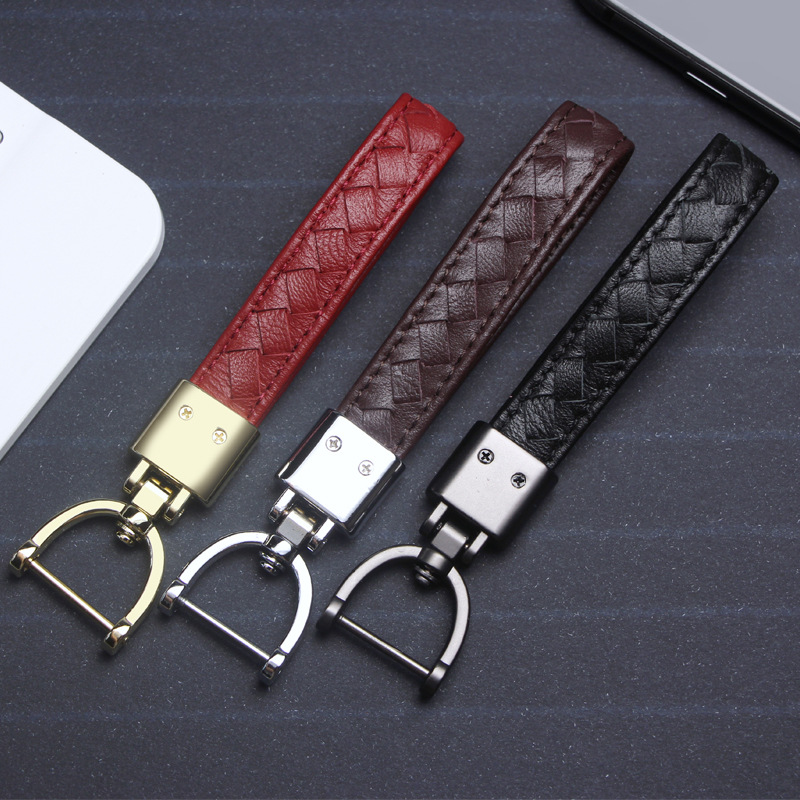 New car key chain pendant lambskin woven key chain men's leather key buckle women's personalized creative Wholesale