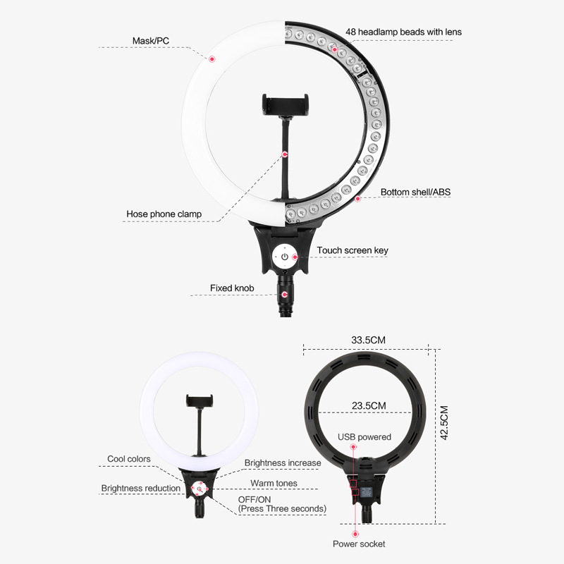 HQ-12-inch anchor beauty lamp fill light Live ring lamp floor-to-floor live tripod 30cm ring lamp