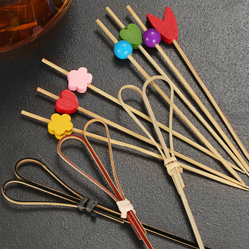 Creative Cocktail Sign Decorative Flower Sign Disposable Fruit Fork Bamboo Sign Fruit Toothpick Fork Fork Fruit Sign Fruit Insert