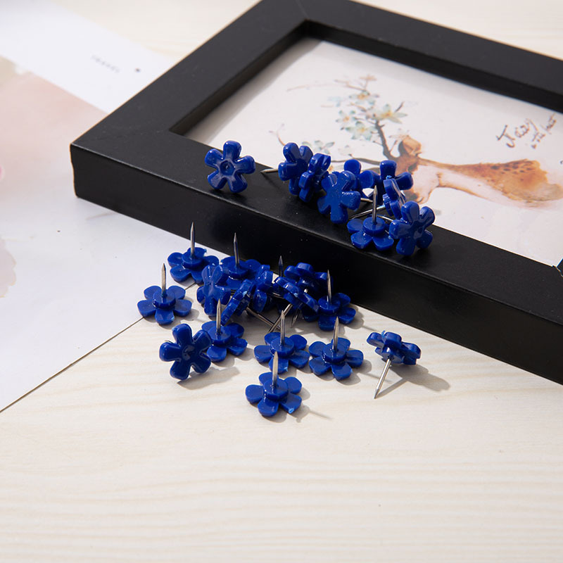 Yiwu Amazon Specializes in Colorfulful Blue Plum Blossom Special-Shaped I-Shaped Nails Plastic Thumbtacks and Push Nails in Bulk