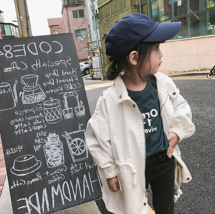 Spring and Autumn Children's Casual Jacket Korean New Girls' Zipper Jacket Girls' Mid-length Trendy Coat