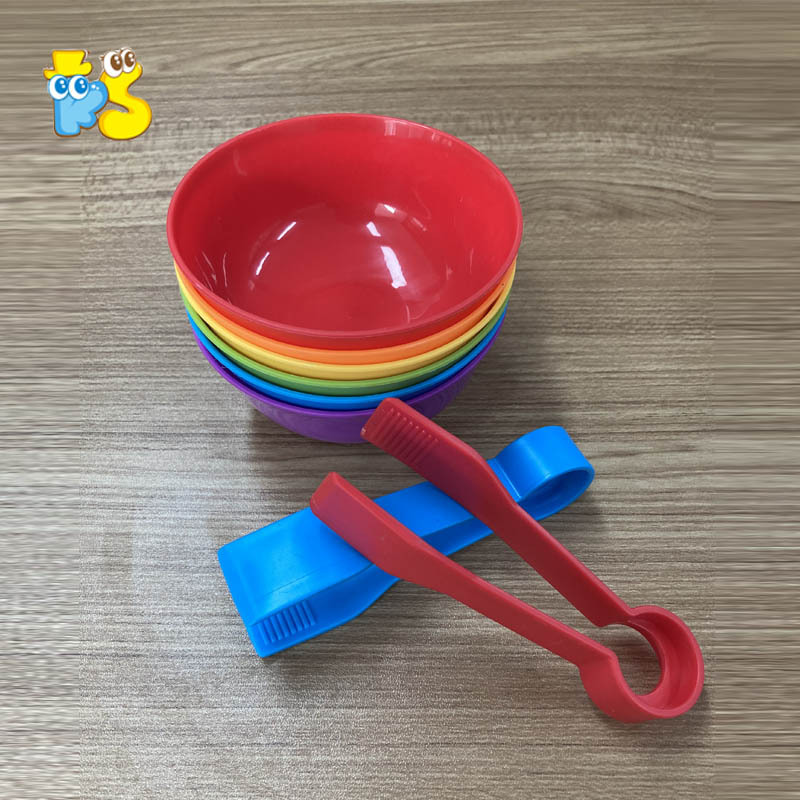 Cross-border rainbow counting soft rubber animal matching rainbow cup bowl counting clip children's toy storage tool