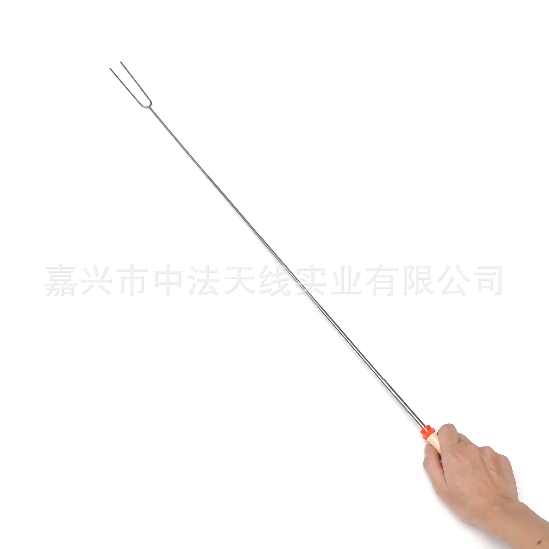 Factory Direct Sales Amazon Hot-Selling Telescopic Wooden Handle Barbecue Fork 304 Stainless Steel Colorful Barbecue Fork