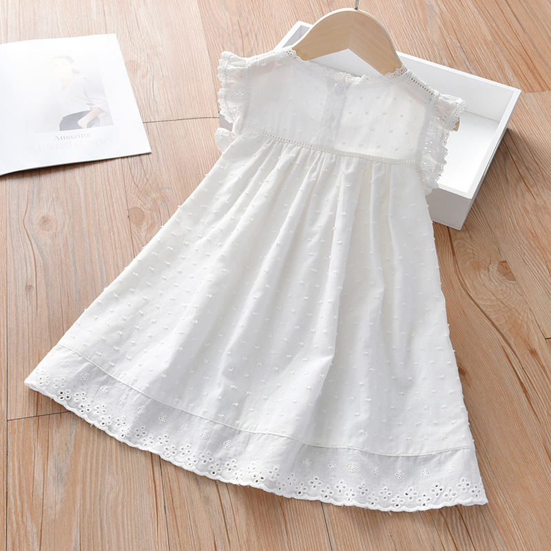 Girls Super Fashionable Lace Vest Dress 2025 New White Skirt Baby Girl K-Style Popular Princess Dress Children's Clothing Trend