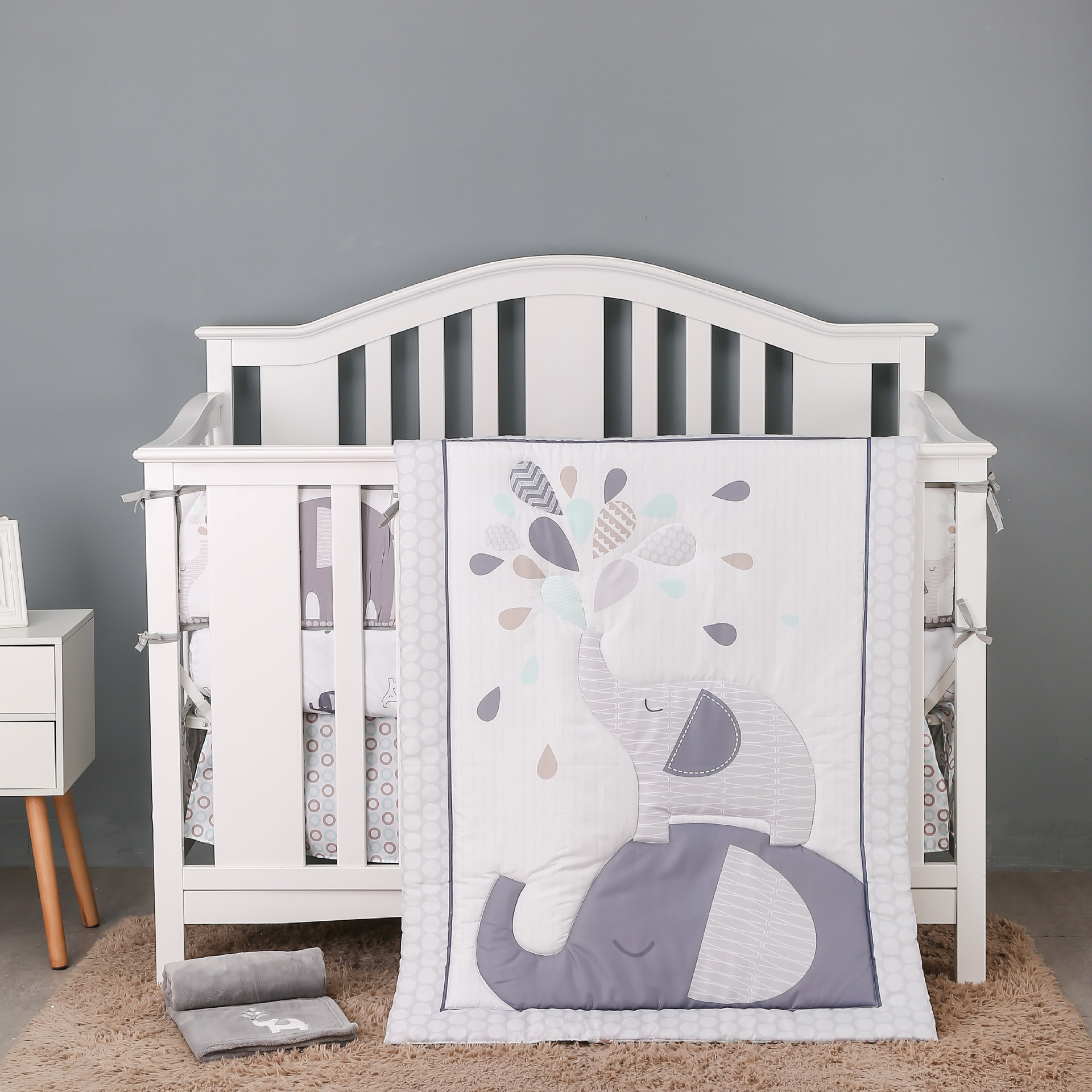 Комплект для новорожденных детское постельное белье покрывало юбка для кровати 4 предмета