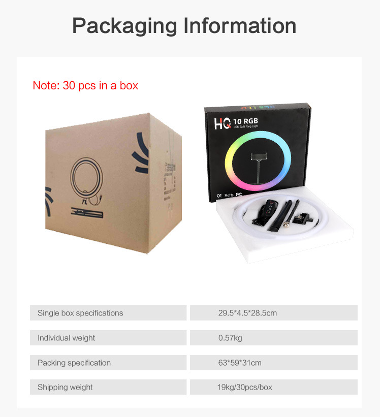 RGB fill light cross-border new 10-inch fill light anchor beauty selfie 26cm live bracket fill light