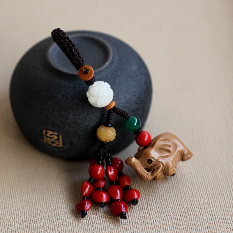 Mulan peach wood Red Bean car key chain jewelry string system
