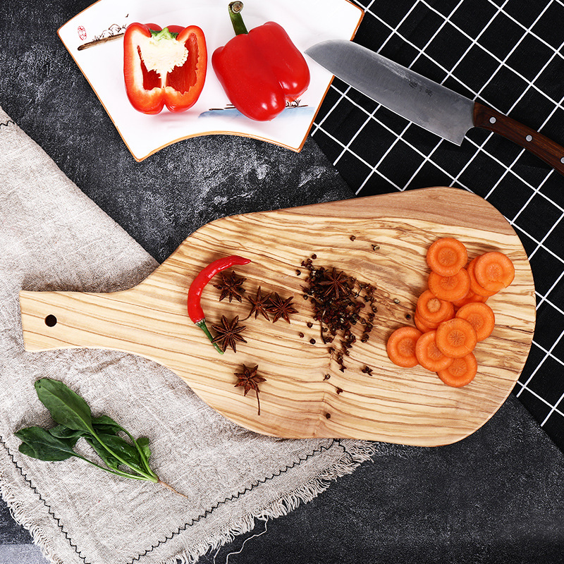 Rema Olive Wooden Cutting Board Irregular Cutting Board Solid Wood Bread Cutting Board Steak Fruit Household Whole Wooden Cutting Board
