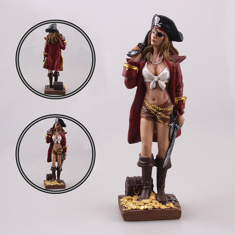 Factory Direct supply resin figure female pirate bar hotel decoration home decoration crafts