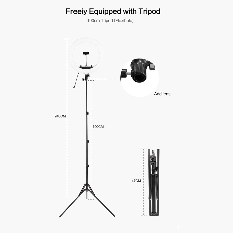 HQ-18 inch LED beauty ring light live photography light mobile phone photo light selfie tripod