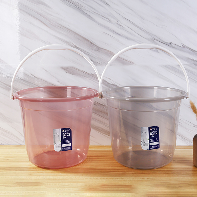 2022 New Plastic Transparent Round Thickened Portable Bucket Household Plastic Bucket Storage Bucket