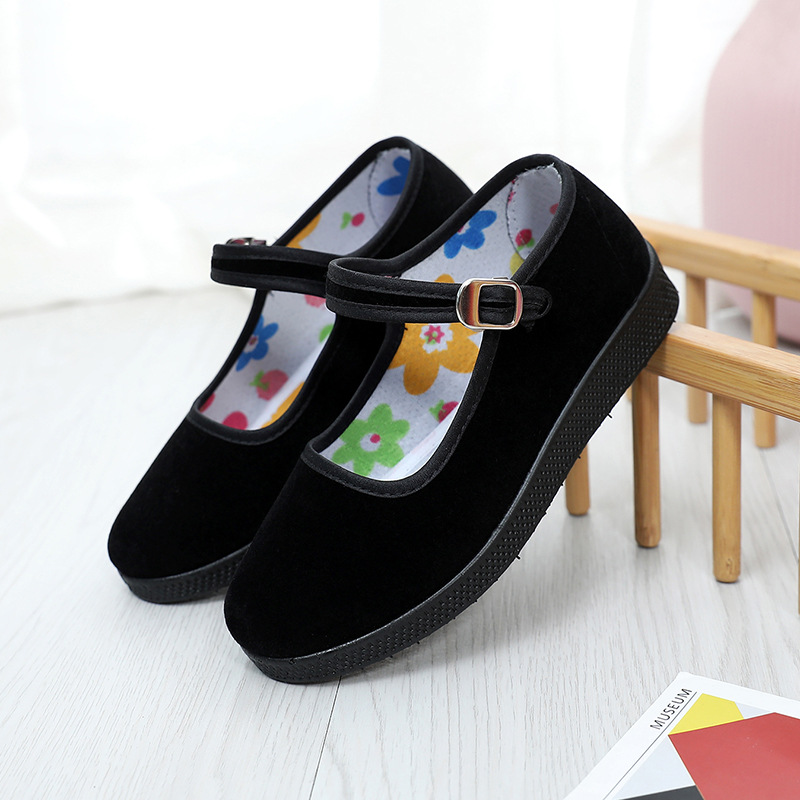 Старые тканевые туфли из Пекина, мягкие не скользящие туфли для детей, танцевальные туфли, маленькие черные туфли