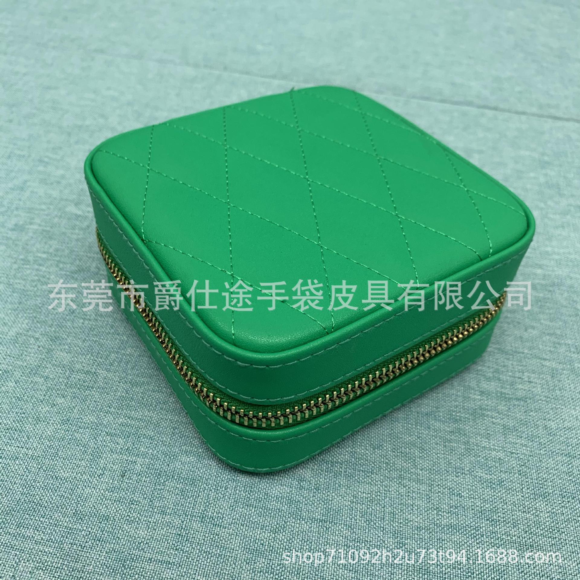 Manufacturer Customized Mini Pu Jewelry Box Green Multi-Card Slot Pu Storage Box Creative Earrings Ring Storage Box