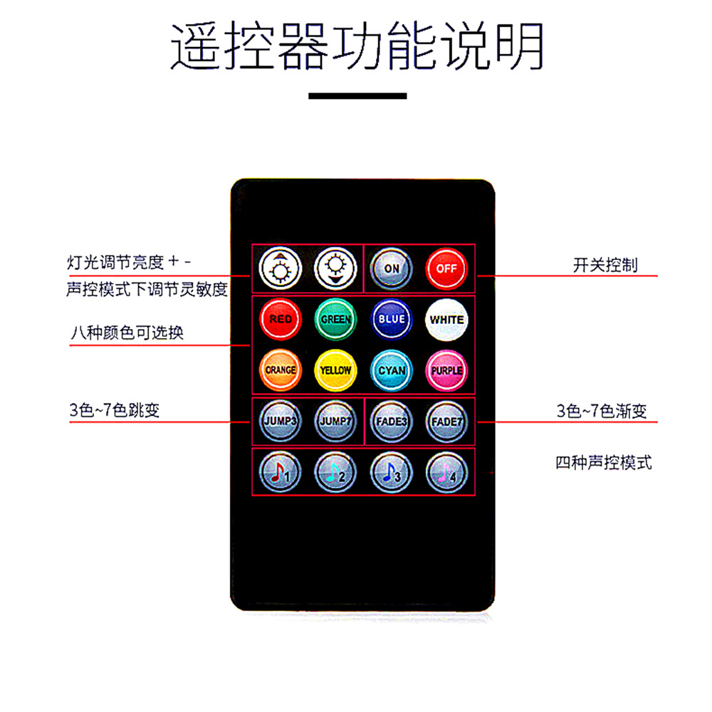 Car chassis light led waterproof 60X90 one drag four chassis voice control atmosphere light chassis horse running light colorful