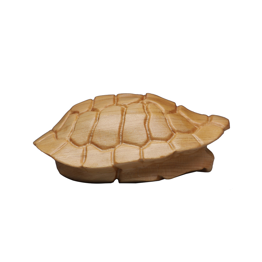 Carved Cypress Wood Turtle Shell Handpiece from Mingju, Solid Wood Carving for Personal Collection and Animal Craft