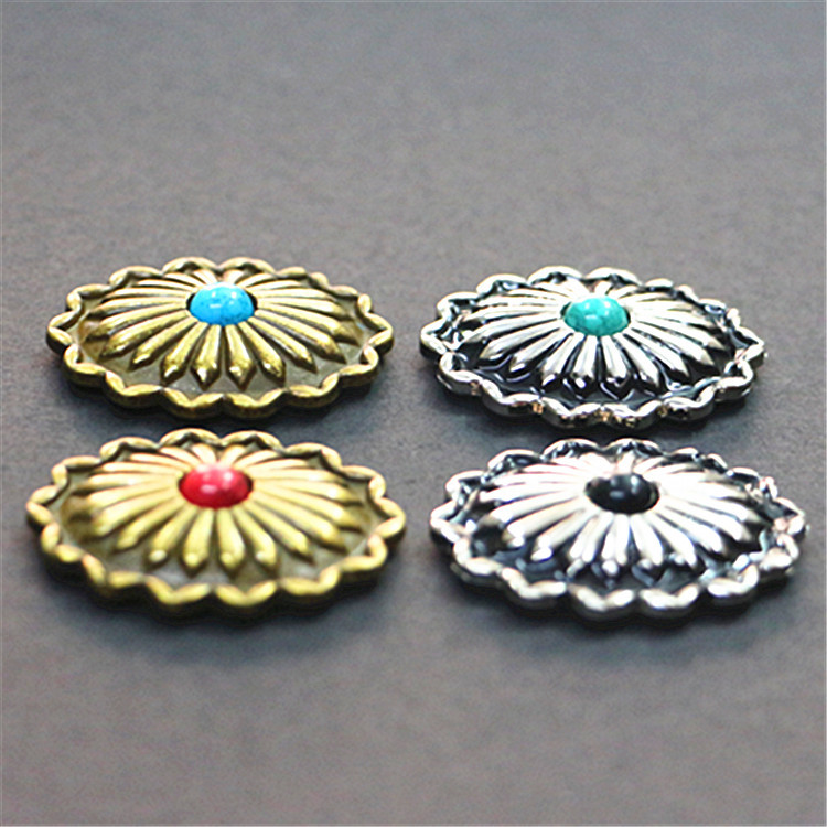 Wholesale 35*29mm Elliptical Cloth Buckle Green Ancient White DIY Turquoise Decorative Buckle Wallet Retro Japanese Style Buckle Dropshipping