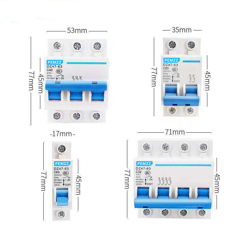 Safety Switch Miniature Circuit Breaker Empty Open Air Switch Leakage Protector Household Straight Switch DZ47-63