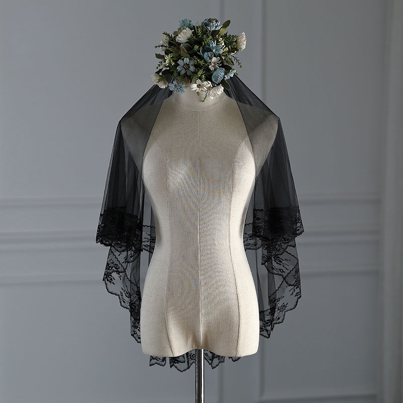 Factory Direct supply new bridal wedding dress accessories Swiss soft mesh double layer lace lace lace band hair comb veil