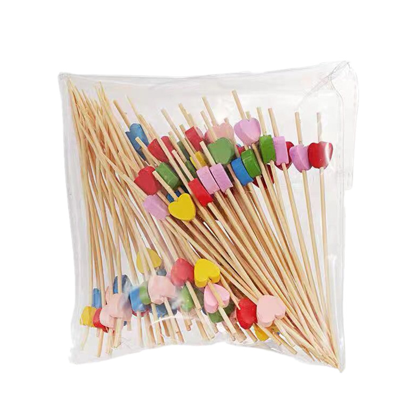 Creative Cocktail Sign Decorative Flower Sign Disposable Fruit Fork Bamboo Sign Fruit Toothpick Fork Fork Fruit Sign Fruit Insert