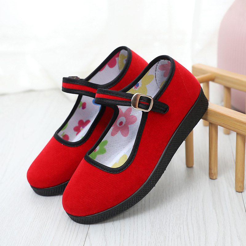 Old Beijing Cloth Shoes Small Etiquette Soft Sole Non-slip Children's Performance Shoes Dance Shoes Small Black Shoes Flat Square Mouth Women's Shoes