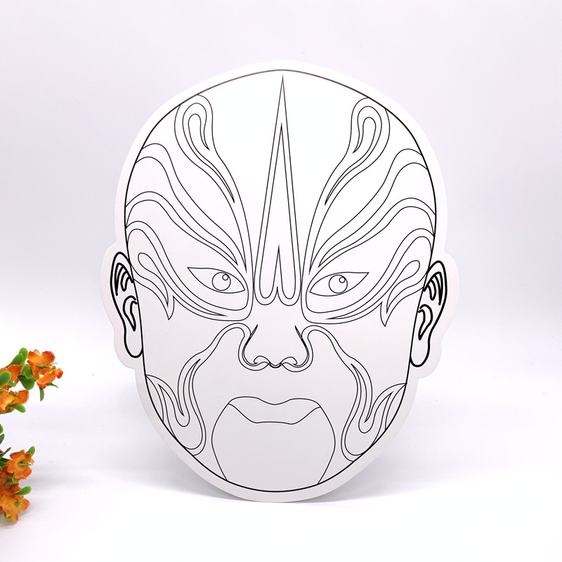 Mask Face Blank Color Pulp Plane White Embryo Line Hand-painted Color-painted Children's Art Drawing Reference Chart