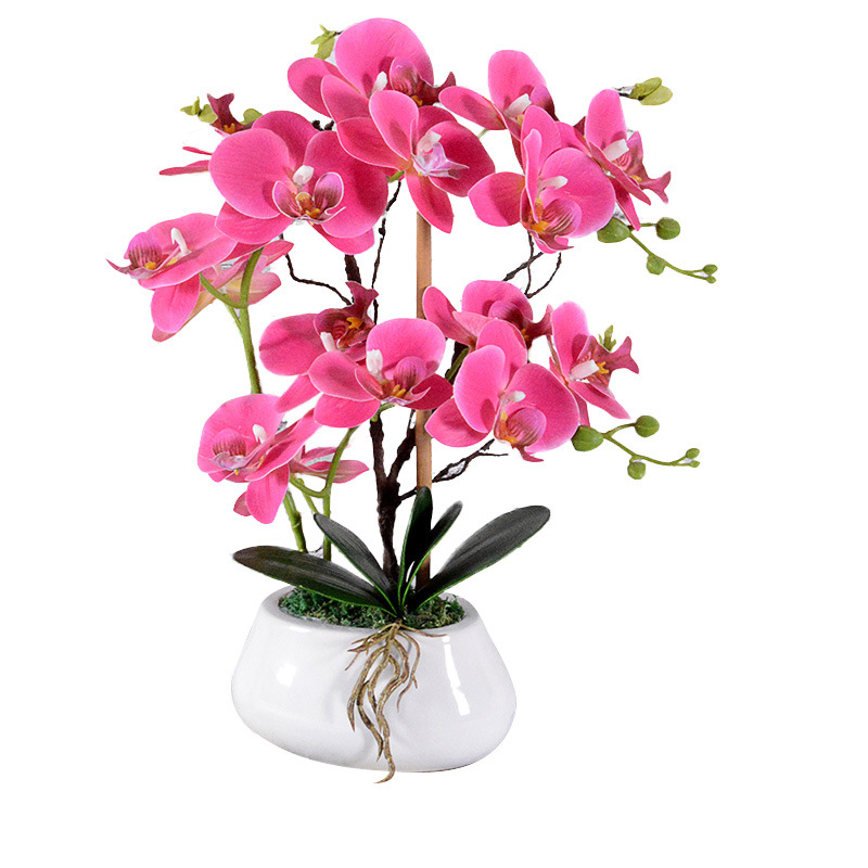 Artificial Flower Phalaenopsis Set Ceramic Bonsai Bonsai Decorative Hand Glue Fake Flower Ornaments Factory Direct Supply Batch Generation