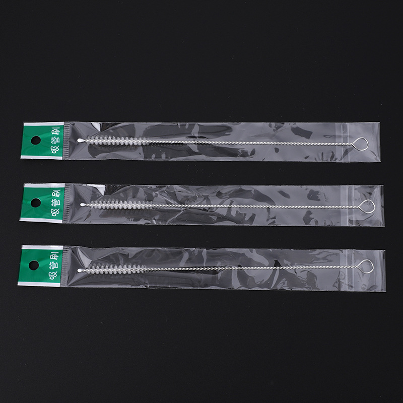 Cross-Border Straw Brush 17.5cm Stainless Steel Test Tube Dredging Tool Water Cup Bottle Pipe Small Brush