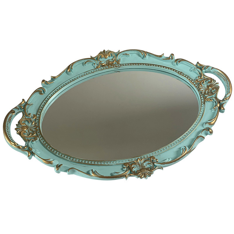 Factory Supply Fruit Mirror Tray Brush Gold Jewelry Perfume Cosmetic Jewelry Storage Tray Cross Border