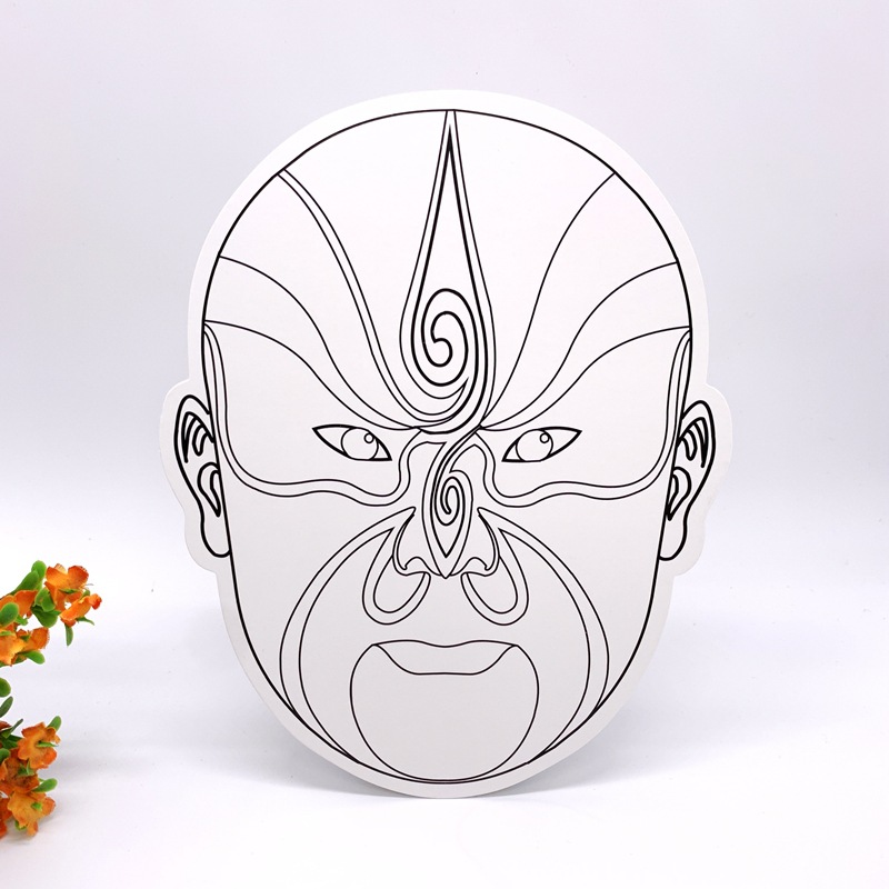 Mask Face Blank Color Pulp Plane White Embryo Line Hand-painted Color-painted Children's Art Drawing Reference Chart
