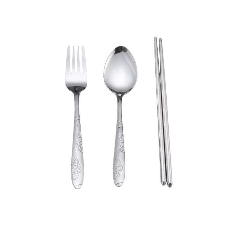 Stainless steel tableware suit student dormitory knife, fork and spoon boxed outdoor travel convenient carrying tableware suit