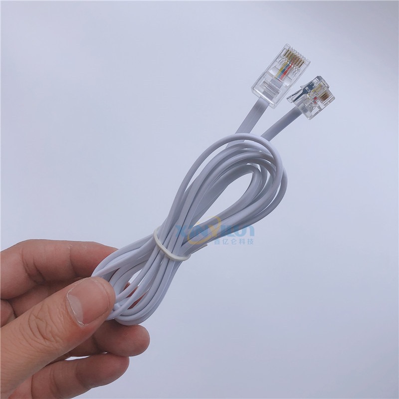 White 4-core telephone line RJ11 to RJ45 American telephone head to network head 6P4C to 8P8C jumper