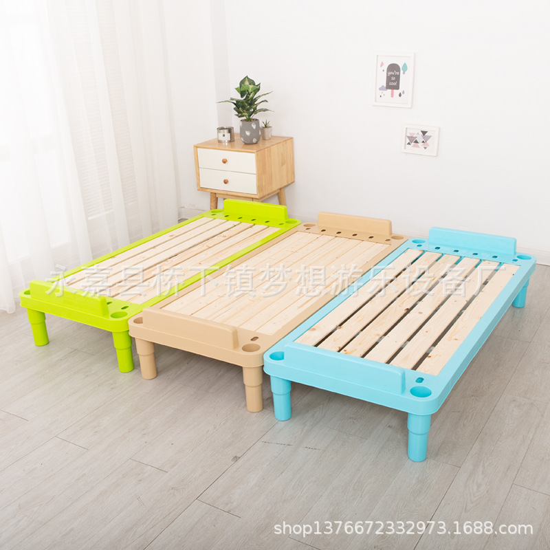 Direct selling kindergarten special bed student bed lunch break bed stacked bed children's plastic wooden bed early education noon bed