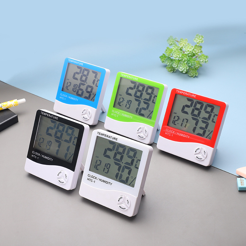 HTC-1 большой экран бытовой высокоточный электронный термометр-гигрометр с электронным будильником оптовая продажа