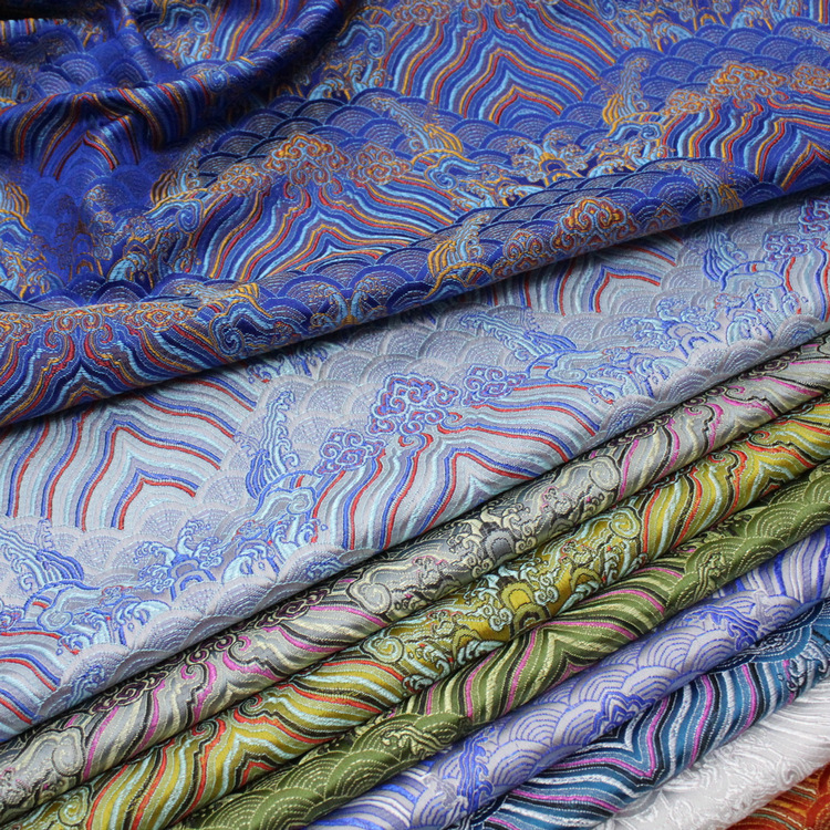 Cheongsam Tang Suit Baby Clothes Children's Clothing Silk Fabric Decorative Cushion Pillow Jacquard Brocade Antique Fabric Seawater Pattern