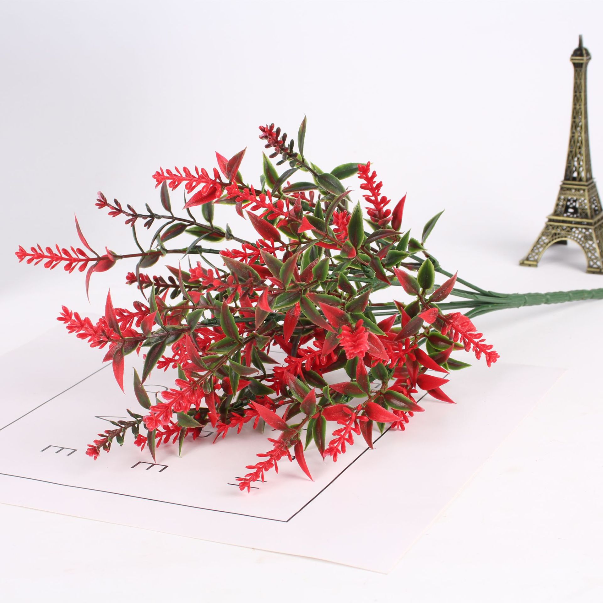 Cross-border hot-selling simulation engineering green plants flowers bouquet simulation plant wall leaf plastic flower 7 plastic bouquet