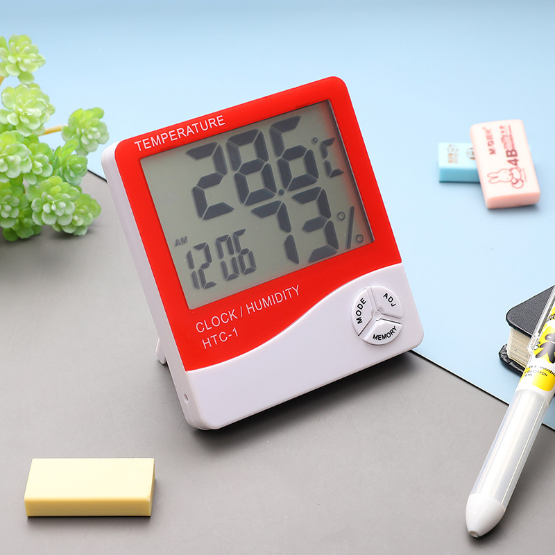 HTC-1 large screen household high precision indoor electronic temperature hygrometer with electronic alarm clock manufacturers wholesale