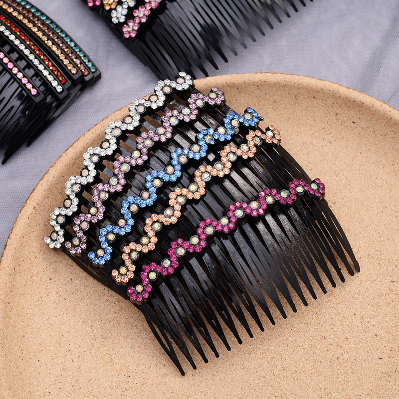 Bangs Hair Comb Insert Comb Broken Hair Pressure Hairpin Back of Head Headdress Extended Hairpin Adult Women Rhinestone Hair Fork Wholesale