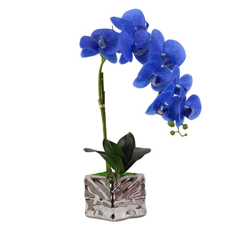 Phalaenopsis artificial flower set creative electroplating ceramic craft decoration artificial flower potted factory wholesale