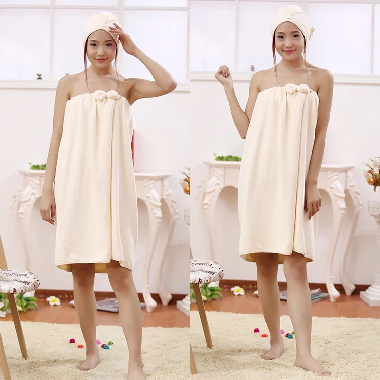 Factory wholesale beauty salon soft absorbent tube top bathrobe bath skirt customized sexy wearable adult bath towel for women
