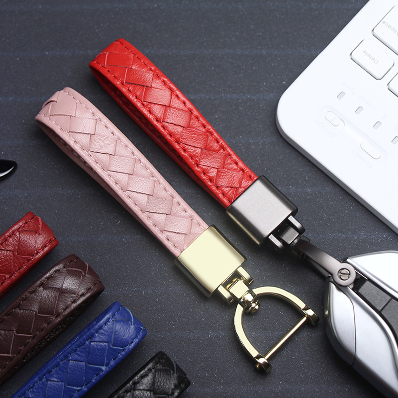 New car key chain pendant lambskin woven key chain men's leather key buckle women's personalized creative Wholesale