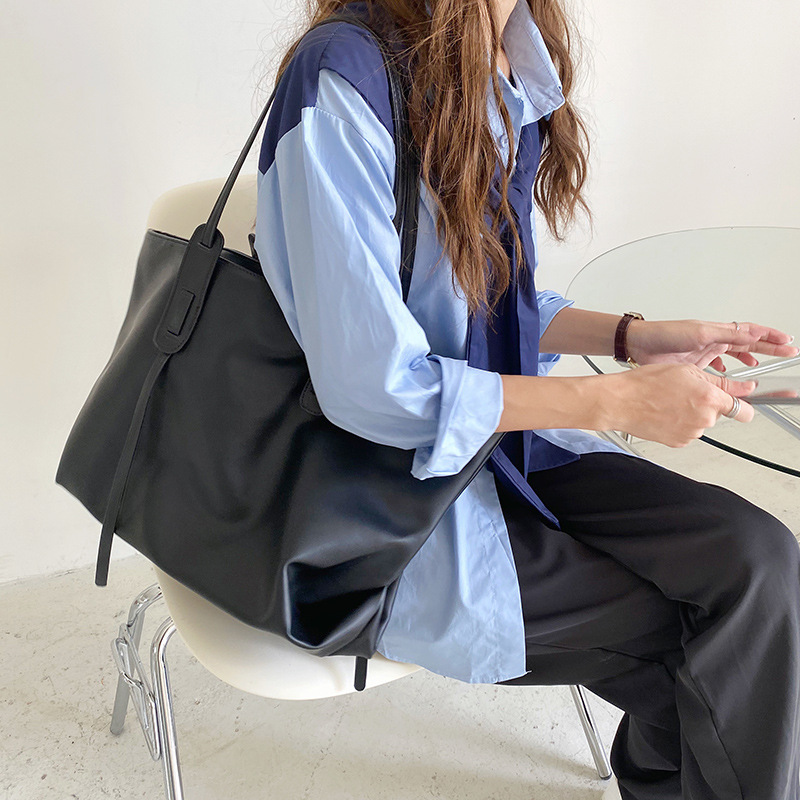 2025 новая корейская стильная ПУ кожаная водонепроницаемая мягкая сумка простая повседневная большая сумка через плечо
