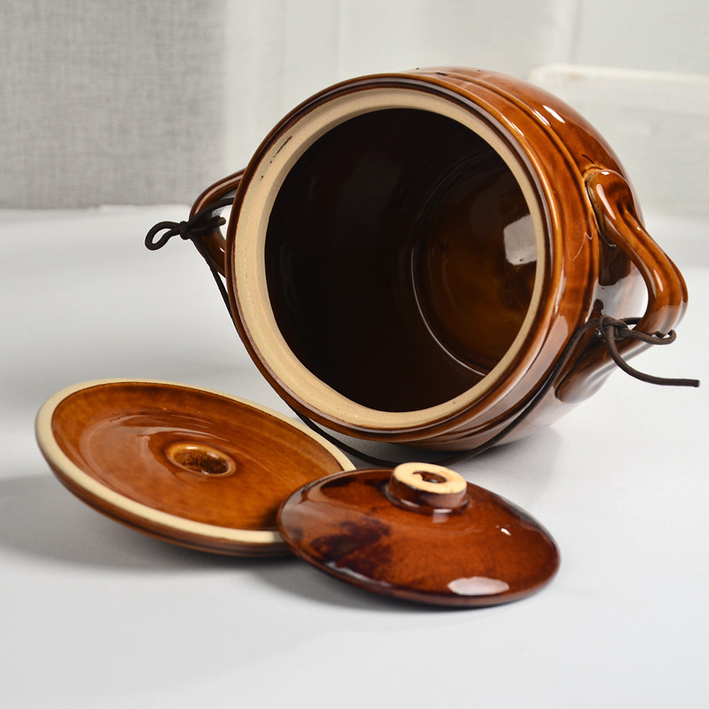 Creative Self-Pressure Ceramic Pickle Jar, Pickle Sauce, Retro Crock Pot, Earthenware Household Pickle Jar Wholesale